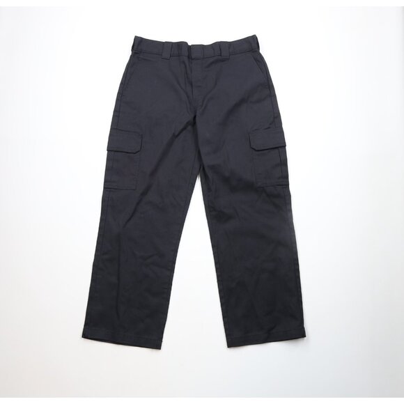 Vintage Y2K Dickies Mens 36x30 Faded Relaxed Straight Wide Leg Cargo Pants Black